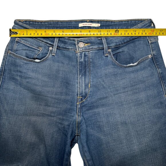 Levi's Women's Blue Mid Rise Skinny Jeans Size 12 - Picture 3 of 7